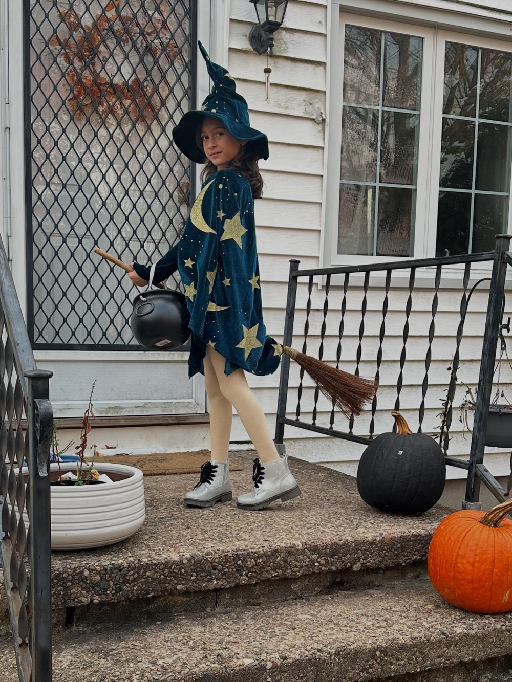 Way to Celebrate Girls 7/8 Spellbound Wizard Witch Costume Dress Cape Hat